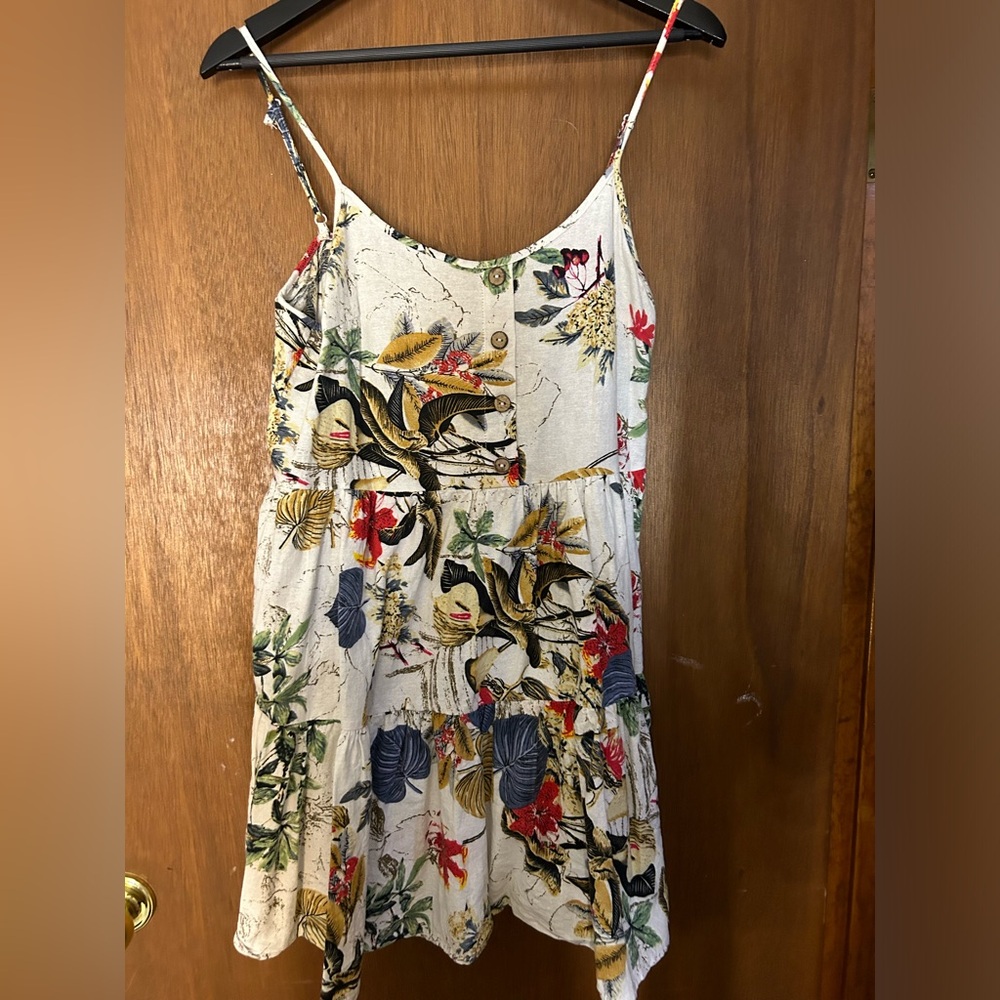 SHEIN Tropical Pattern Skater Dress